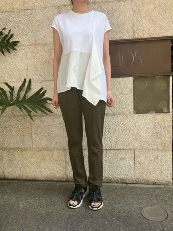 AULA AILA　タフタ コンビネーション Ｔシャツ   BLUE(92) / BLACK(19)　1251-08050　アウラ アイラ