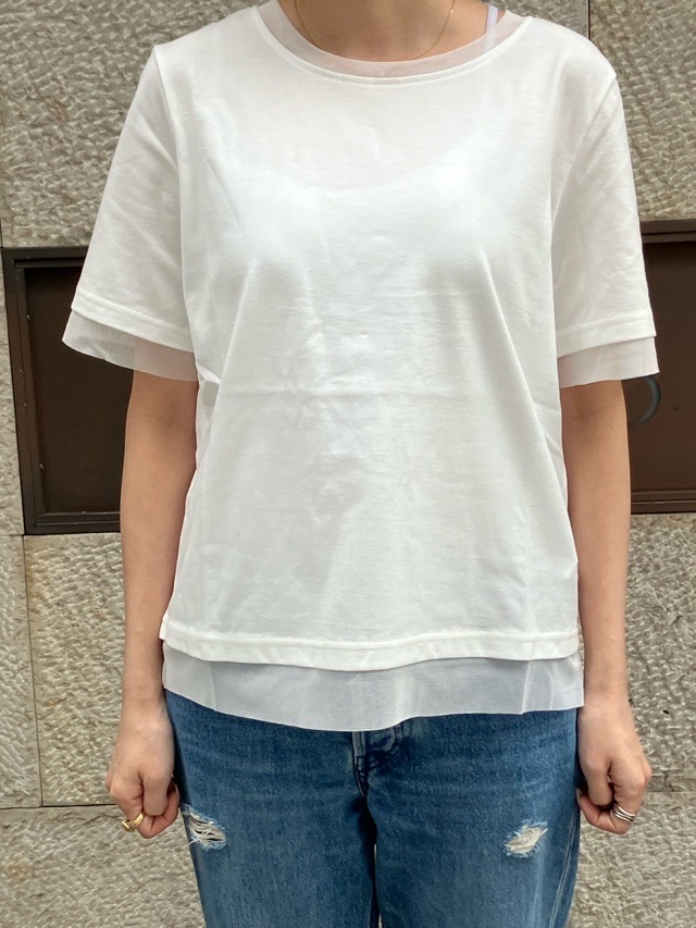 MARECHAL TERRE   シアー レイヤード  Tシャツ  ZMT253CT240  WHITE (001) / BLACK (009)  マルシャルテル