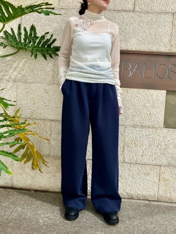 AKANE UTSUNOMIYA  アカネ ウツノミヤ  ウエストゴム仕様 段ボール素材 パンツ  WAO-FCT58-2012  NAVY / BROWN 