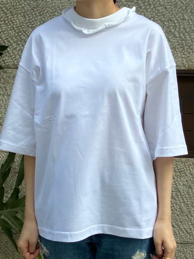 Harikae  襟ぐりフリルポリエステル半袖Ｔシャツ WHITE/GRAY/BLACK  H0467  ハリカエ
