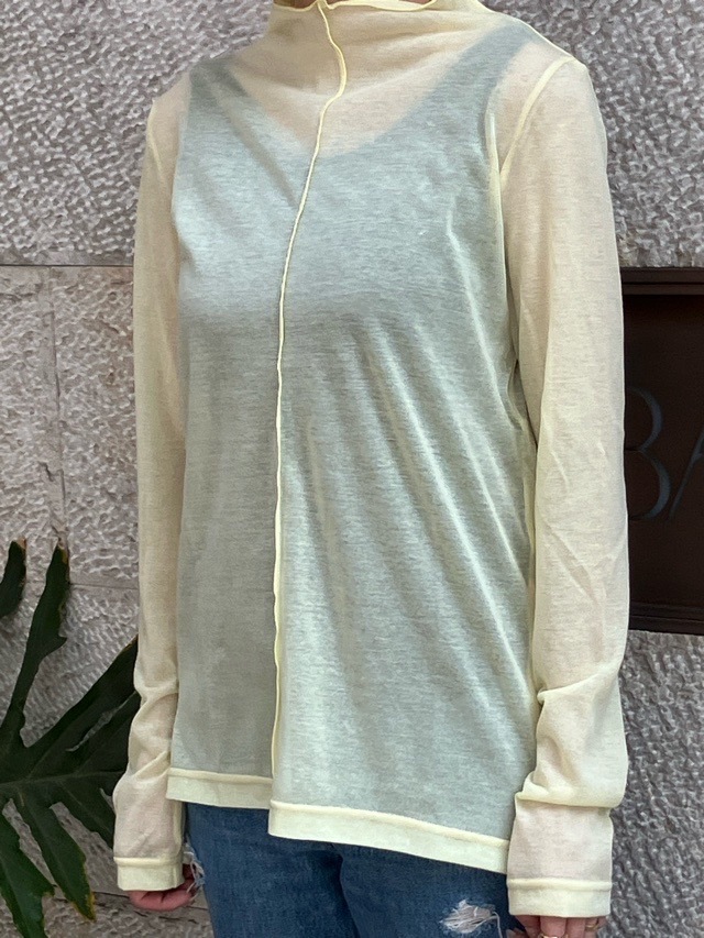 Harikae　ハイネック長袖シアートップス　H0466　ハリカエ　BLACK/YELLOW