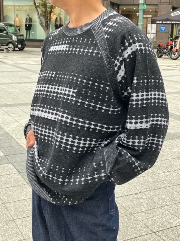 White Mountaineering ドット ストライプ ラグランスリーブ ニットプルオ―バ－　ホワイトマウンテニアリング　  ＷＭ2573602  BLACK