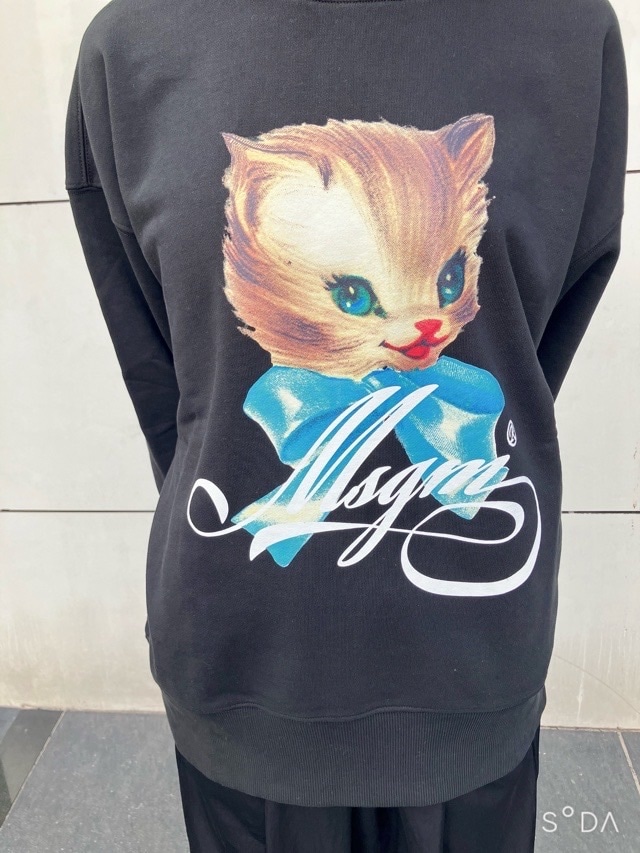 MSGM   ネコプリントスウェットプルオーバー   3941MDM113SE   BLACK (99)  エムエスジーエム