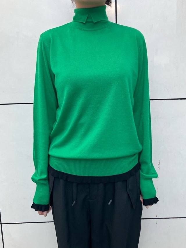 AKANE UTSUNOMIYA アカネ ウツノミヤ  タ－トルカッティングニット　WAO-FＳ22-2014 CHARCOAL /GREEN 