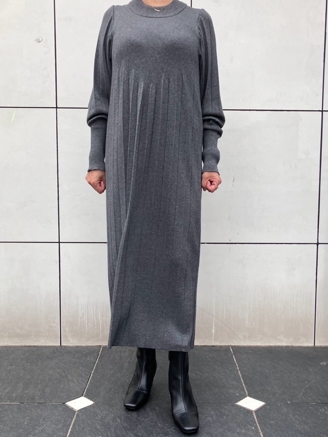 Harikae　プリーツニットドレス　H0456　ハリカエ　GRAY