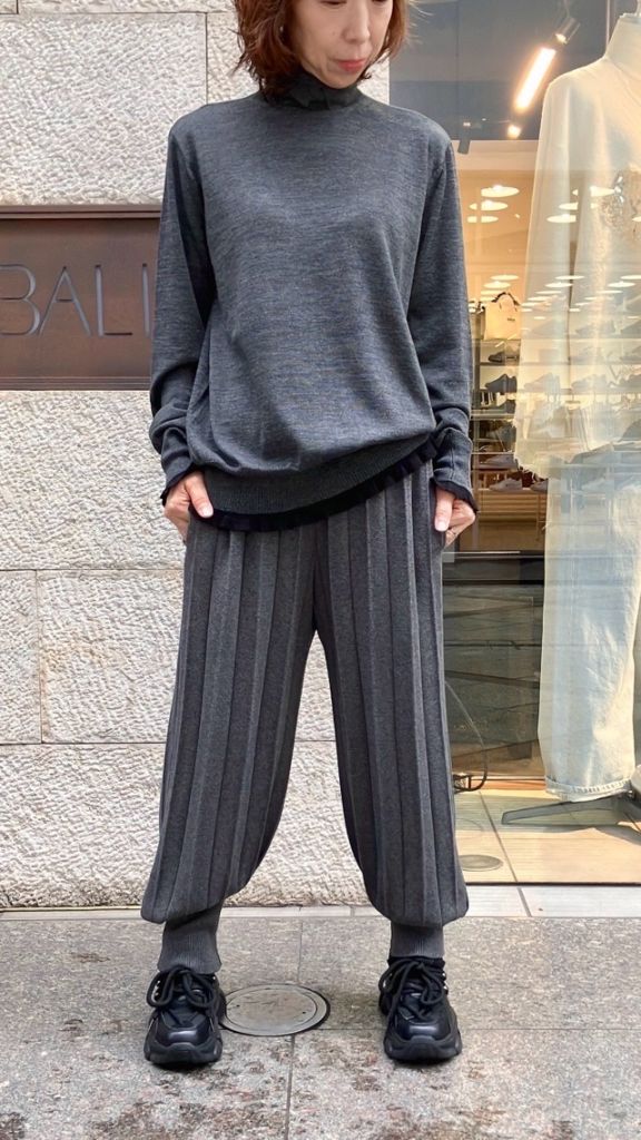 Harikae　プリーツ ニット パンツ　H0457　GRAY　ハリカエ