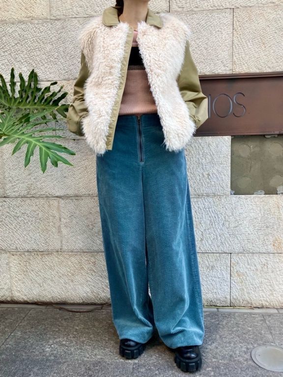 near.nippon ニア―ニッポン　830-2526　ファ－ ナイロン ブルゾン　ホワイト×ベージュ / ブラック×ブラック