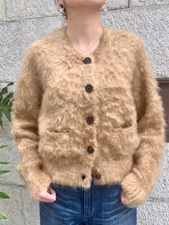 BEATINGHEART　モヘアファー加工 シャギー カーディガン  BK219L2    PINK（R3）/BEIGE（M4）    ビーティングハート