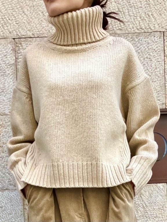 BEATINGHEART　ミドルゲージ タートル ニット セーター  BK018L2   KHAKI (K5) / BEIGE（M2) / BROWN (M5）    ビーティングハート