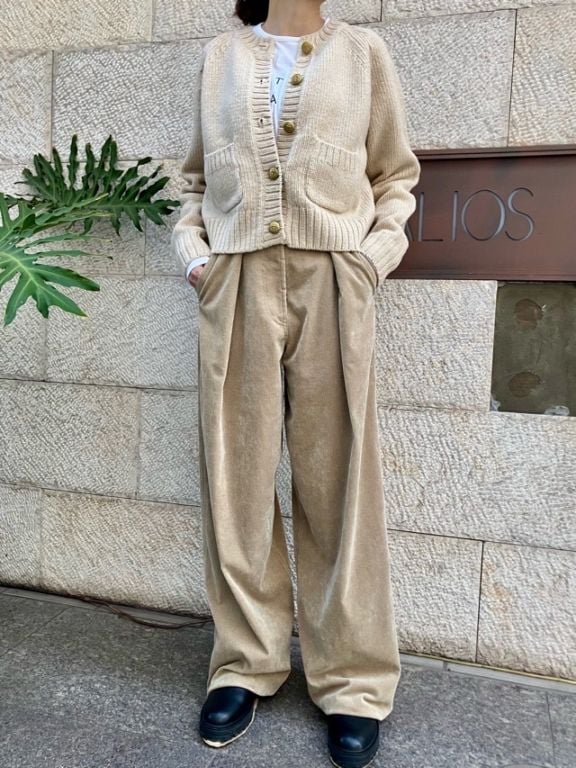 BEATINGHEART　コーデュロイ タック ワイドパンツ  BP204L2    BEIGE (M1）    ビーティングハート