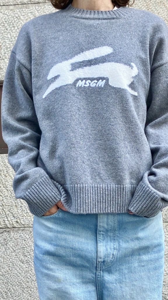 MSGM 3941MDM201 うさぎニットロゴ入り  GRAY（97） エムエスジーエム
