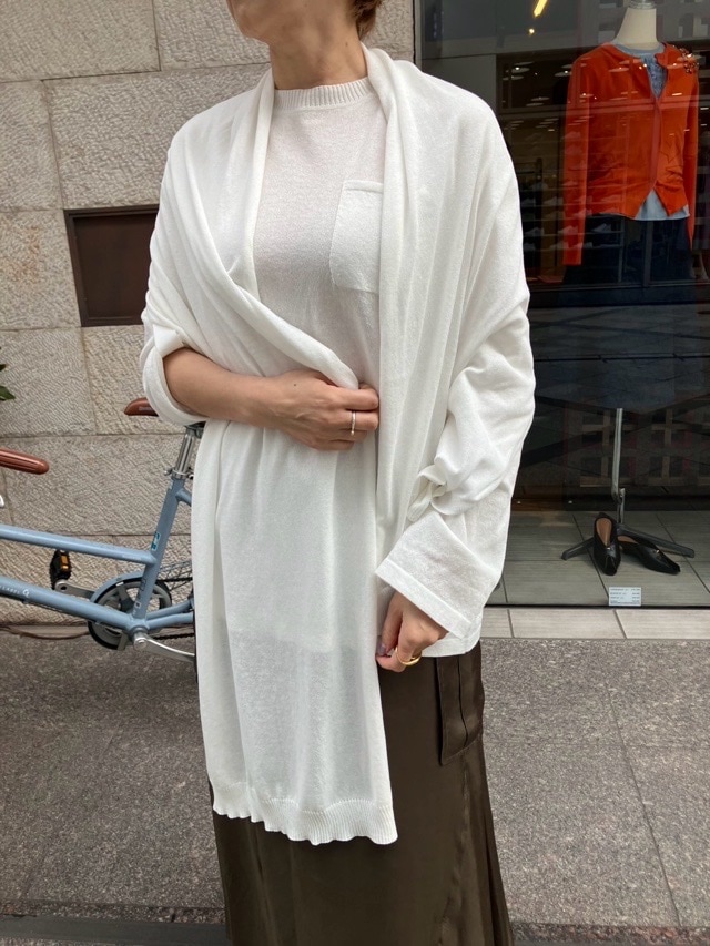 EZUMi  エズミ  2026SS スカ－フ付き 機能ニット ロングTシャツ　WHITE / GRAY　 YESS26KT01   