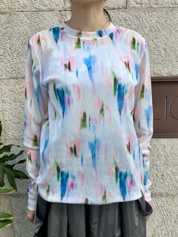 near.nippon　プリント柄 メッシュ トップス　PINK / BROWN   105-26E   ニア-ニッポン