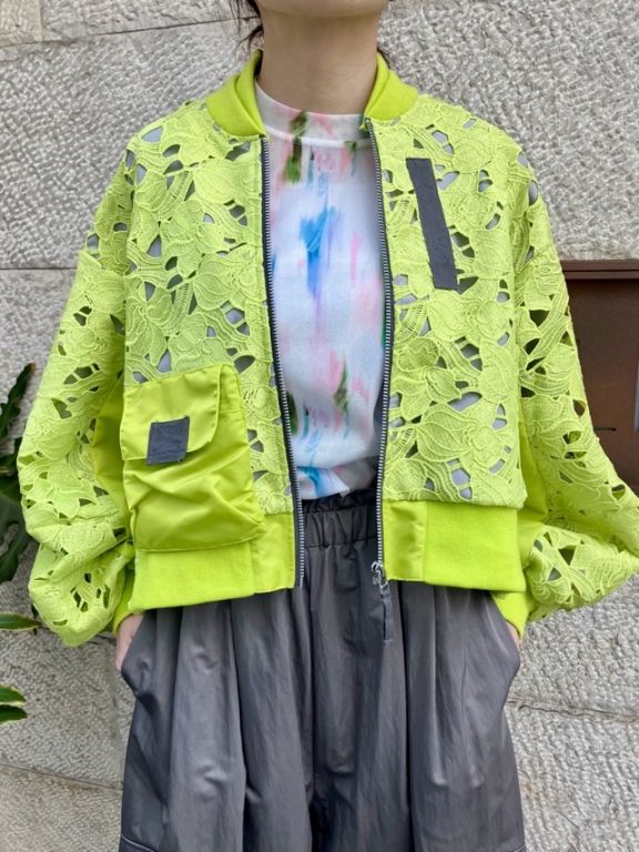 AULA AILA 　レース MA－1 ブルゾン   GREEN(20) 　1261-02001　アウラアイラ