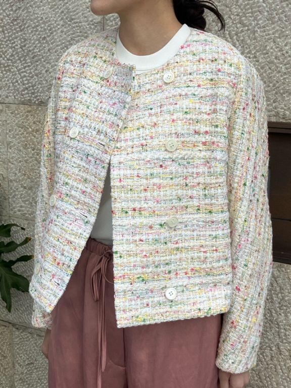 BEATINGHEART　ツィ－ド ダブル 襟なし ショ－トジャケット  BJ0022M1   OFF WHITE (M2)    ビーティングハート