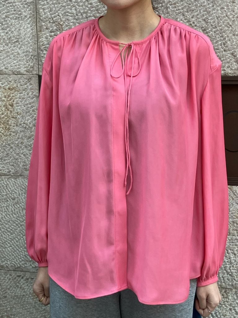 BEATINGHEART　ジョウゼットギャザーブラウス  BB004M1   OFF　WHITE(N0)BLACK（N6）PINK（R4）    ビーティングハート