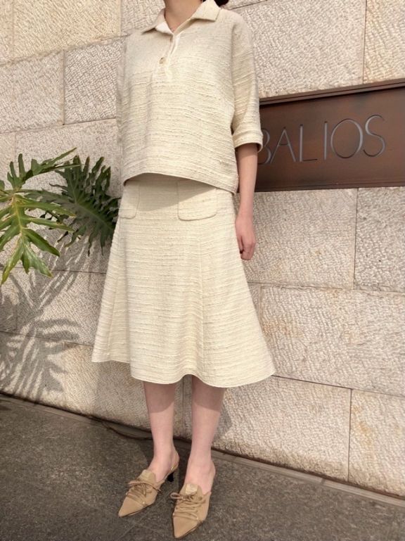 N°21　ヌメロヴェントゥーノ  26S-C071-0248  ネップツイード　スカート　 OFF WHITE  