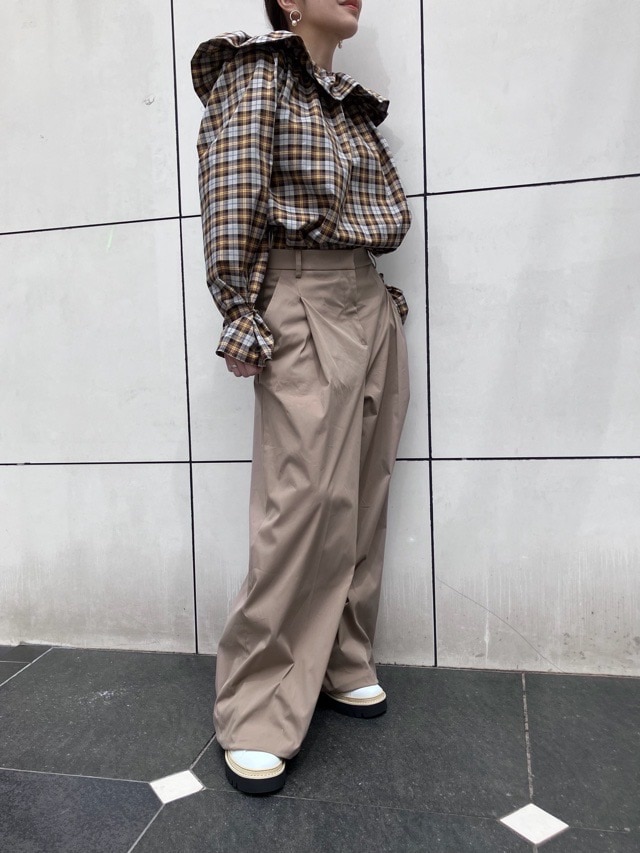 MSGM   ラッフル チェック  ブラウス   4042MDM04   BROWN (30)   エムエスジーエム