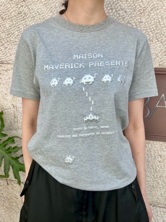 MAISON MAVERICK PRESENTS　エンボスロゴ インベーダー プリント Tシャツ  MM5161   WHITE / GRAY / BLACK　メゾン マヴェリック プレゼンツ