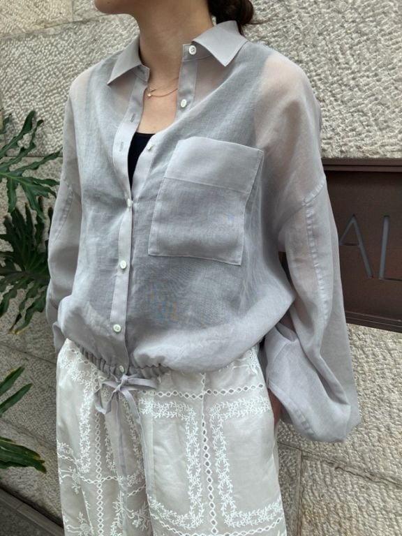 BEATINGHEART　シアー オーガンジー ボリュームスリーブ シャツ ブラウス   BB242M1    WHITE (N0) / GRAY (N2) / BLACK (N6)    ビーティングハート