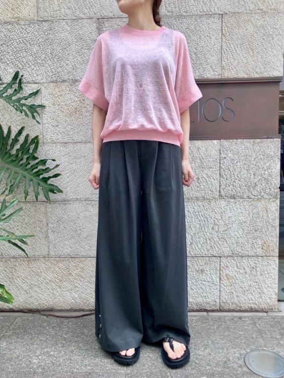 Harikae ウエストゴム　カットソー素材 ワイドパンツ    H0506    KHAKI / BLACK / GRAY    ハリカエ