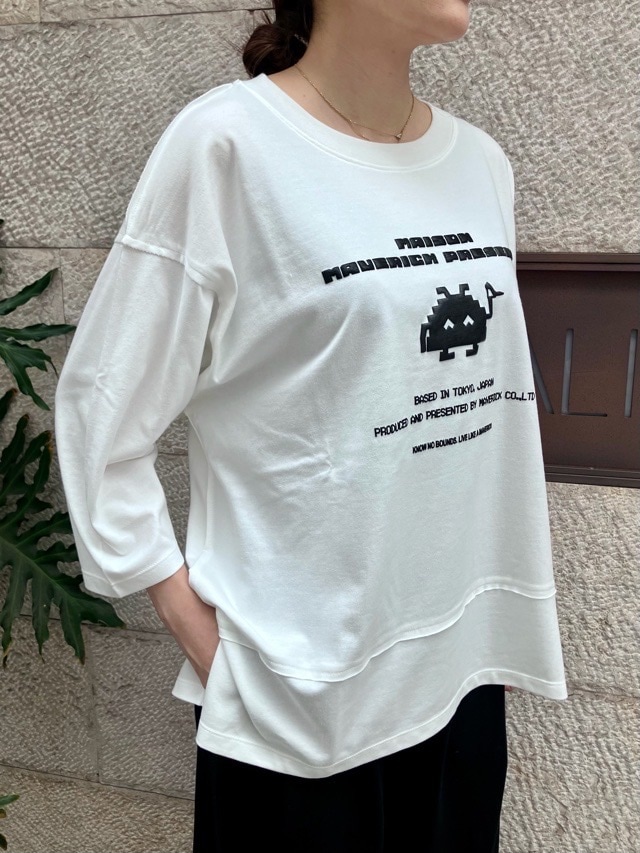 MAISON MAVERICK PRESENTS　エンボスロゴ インベーダー プリント オーバーサイズTシャツ  MM5158   WHITE / GRAY / BLACK　メゾン マヴェリック プレゼンツ