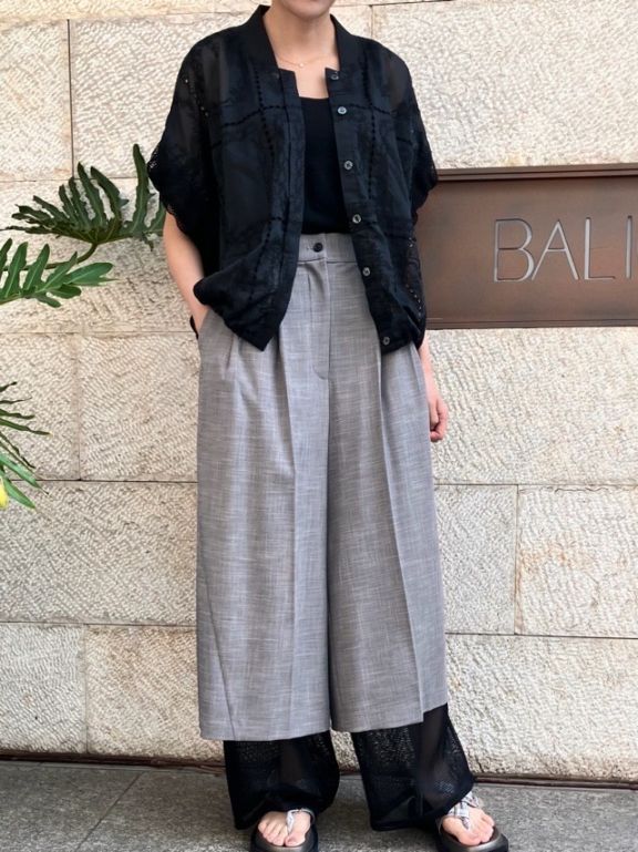 AULA AILA  1262-06033   メッシュ レイヤード パンツ  　GRAY（12）  アウラアイラ