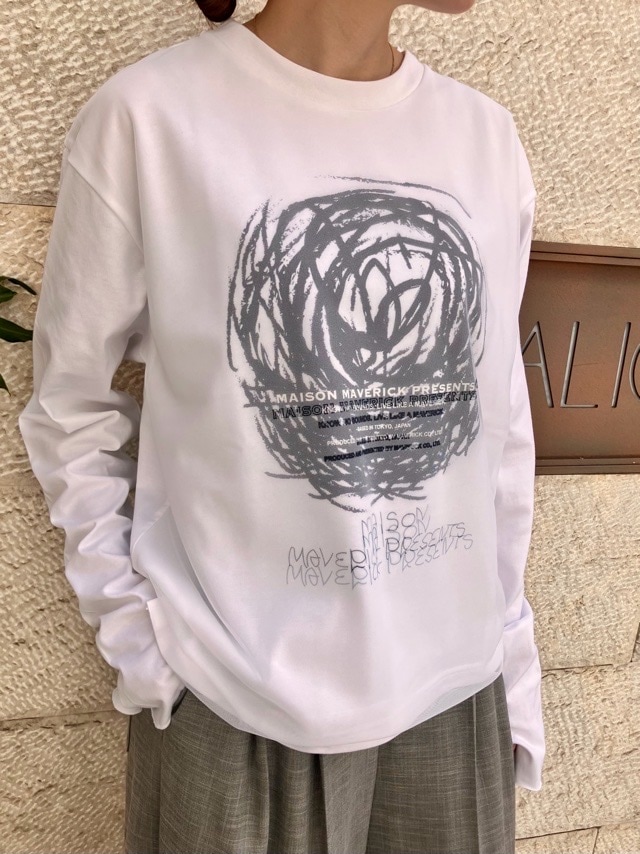 MAISON MAVERICK PRESENTS　チュール レイヤード ロングスリーブ Tシャツ 　MM5179　 BLACK / WHITE  メゾン マヴェリック プレゼンツ