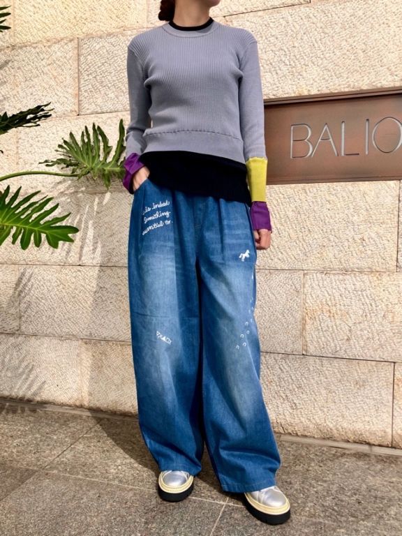 AULA AILA   1263-06003  グラフィティー デニム パンツ　BLUE（95）アウラアイラ