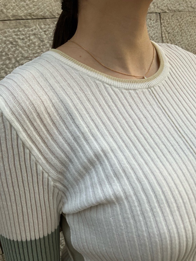 MARECHAL TERRE 　異素材MIX　リブニット　ZMT251KN017 マルシャルテル　081グレーベージュ/009ブラック/002オフホワイト