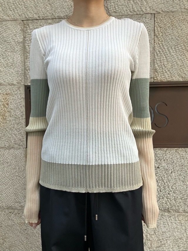 MARECHAL TERRE 　異素材MIX　リブニット　ZMT251KN017 マルシャルテル　081グレーベージュ/009ブラック/002オフホワイト