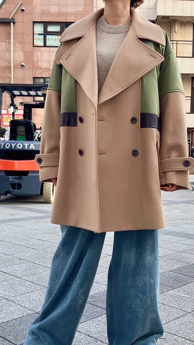 EZUMi エズミ 2025FW パテットバイカラーPコート BEIGE×KHAKI YEAW25CT02