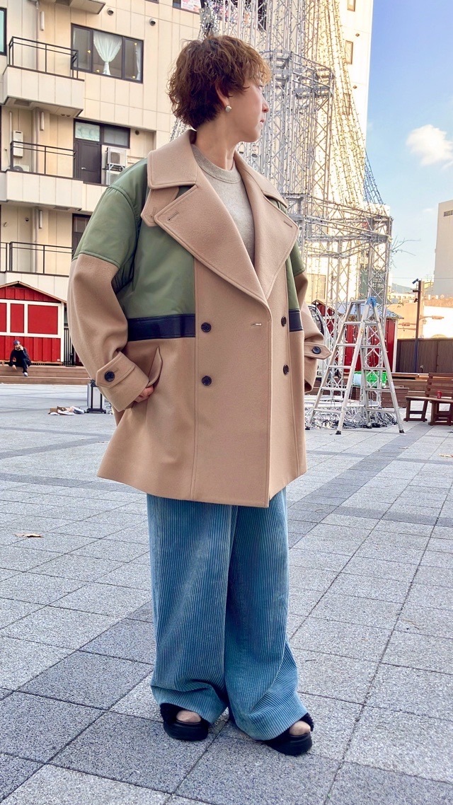 EZUMi エズミ 2025FW パテットバイカラーPコート BEIGE×KHAKI YEAW25CT02