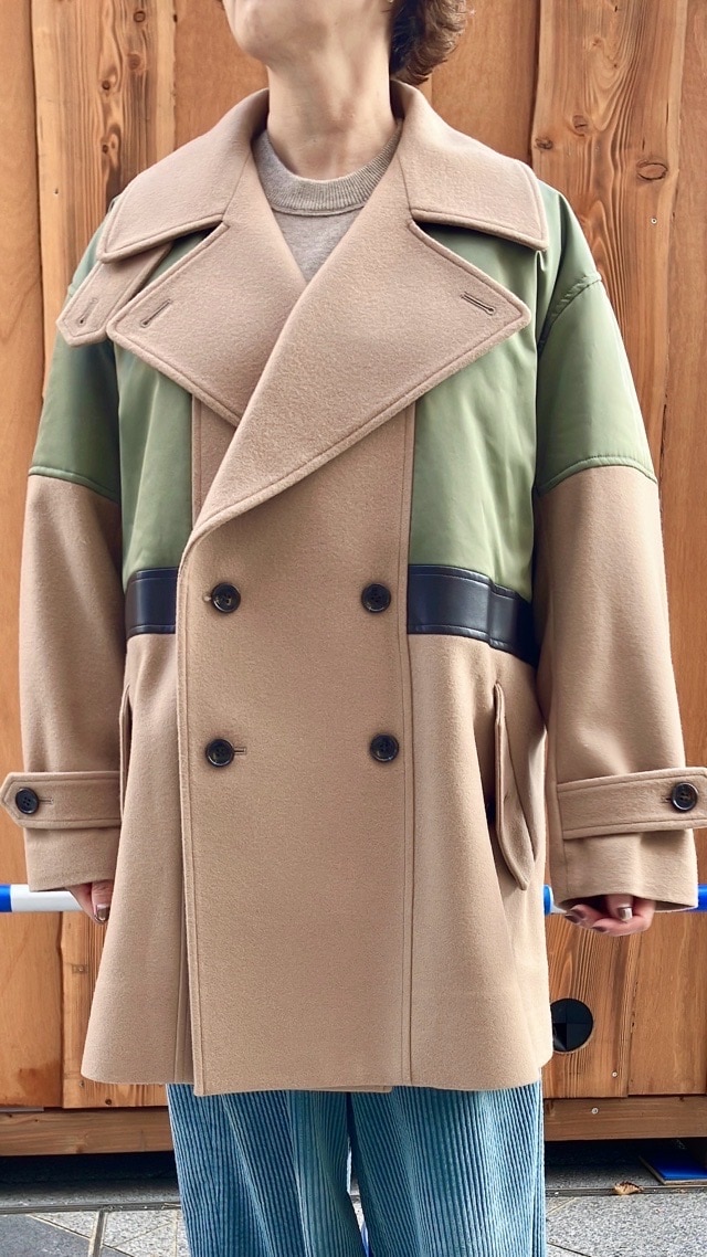 EZUMi エズミ 2025FW パテットバイカラーPコート BEIGE×KHAKI YEAW25CT02