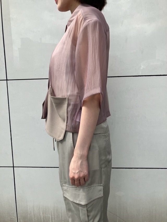 MARECHAL TERRE マルシャルテル 異素材MIX半袖ブラウス BLUE ZMT242BL110