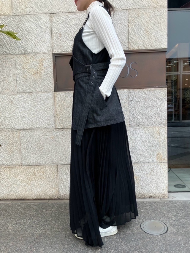 AULA AILA デニムコンビネーション ジャンパ―スカート 1251-03020 インディゴ（95）/ブラック（19）アウラアイラ