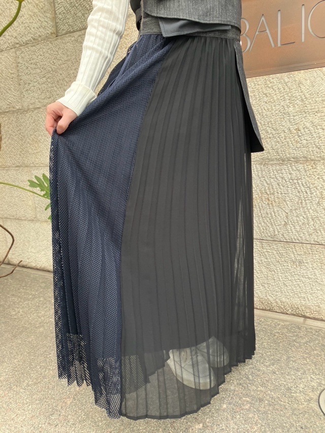 AULA AILA デニムコンビネーション ジャンパ―スカート 1251-03020 インディゴ（95）/ブラック（19）アウラアイラ