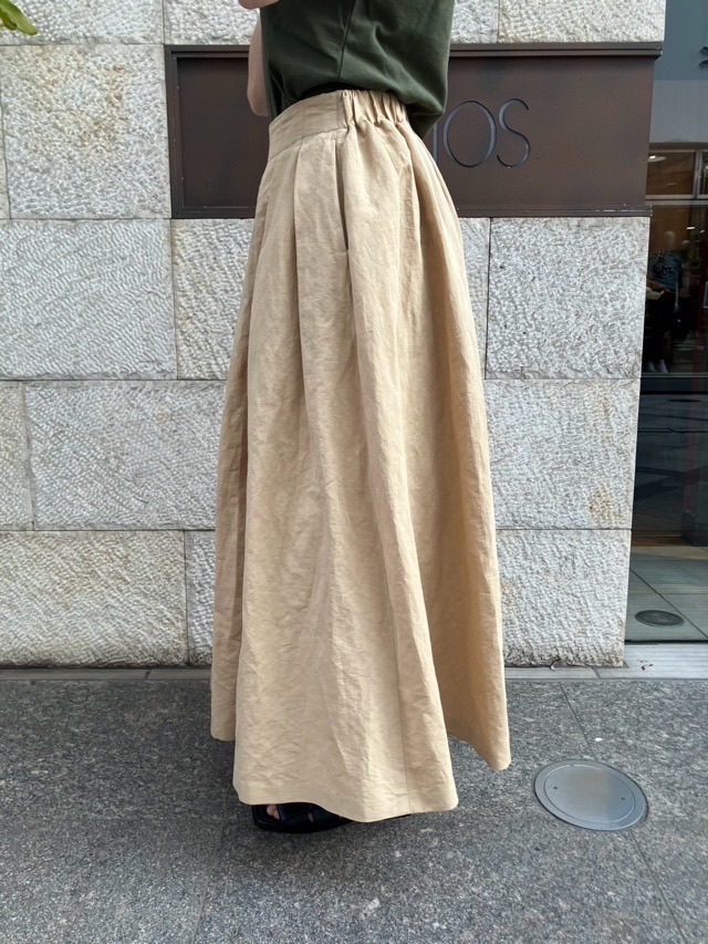 BEATINGHEART 綿・麻 プリーツ スカート BS208L1 BEIGE / KHAKI ビーティングハート