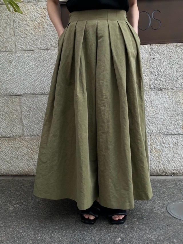 BEATINGHEART 綿・麻 プリーツ スカート BS208L1 BEIGE / KHAKI ビーティングハート
