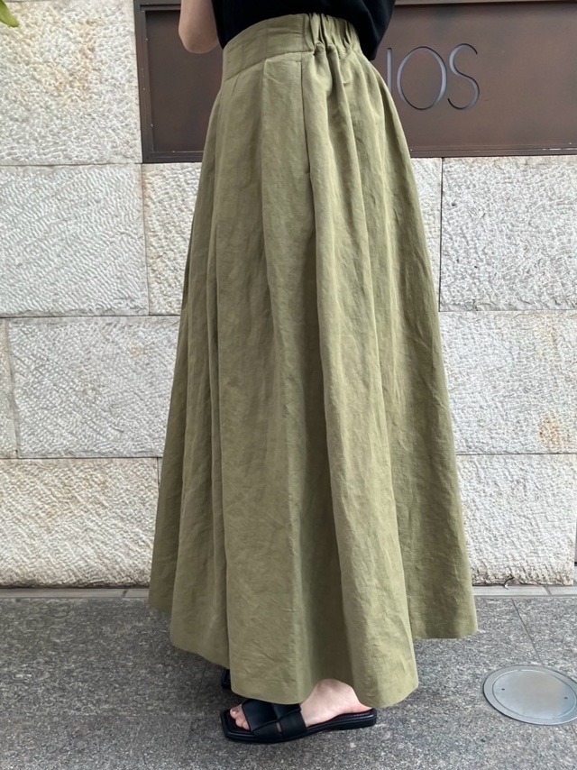 BEATINGHEART 綿・麻 プリーツ スカート BS208L1 BEIGE / KHAKI ビーティングハート