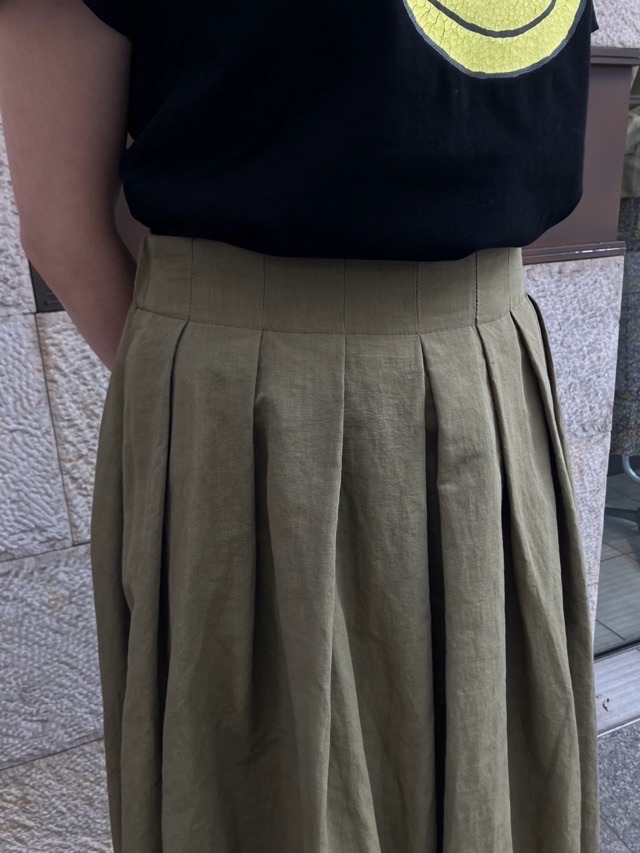 BEATINGHEART 綿・麻 プリーツ スカート BS208L1 BEIGE / KHAKI ビーティングハート