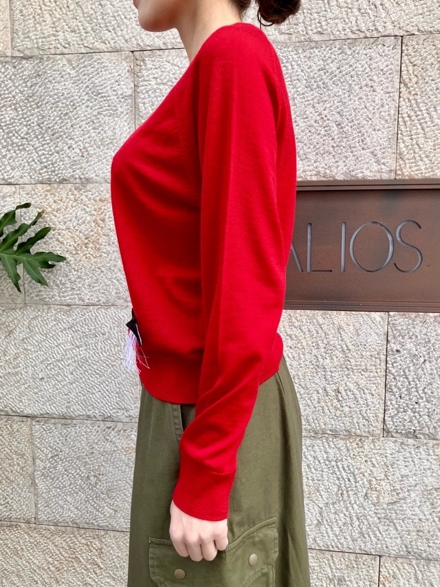 MAISON MAVERICK PRESENTS　クルーネック ウール セーター　RED / GRAY　MM5142   メゾンマヴェリック プレゼンツ