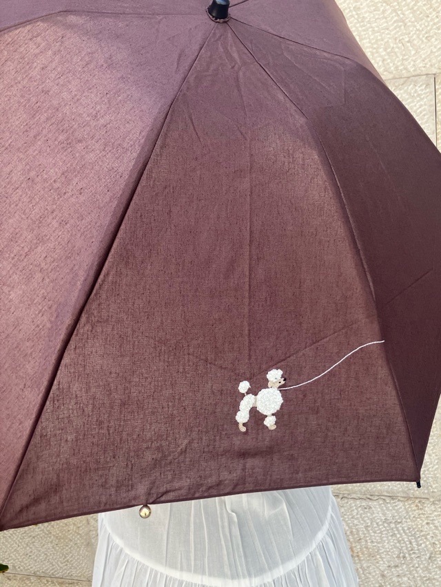 DEMODEE  デモデ　オリジナル イラスト DOG 刺繍 日傘　BROWN　26SUM011  