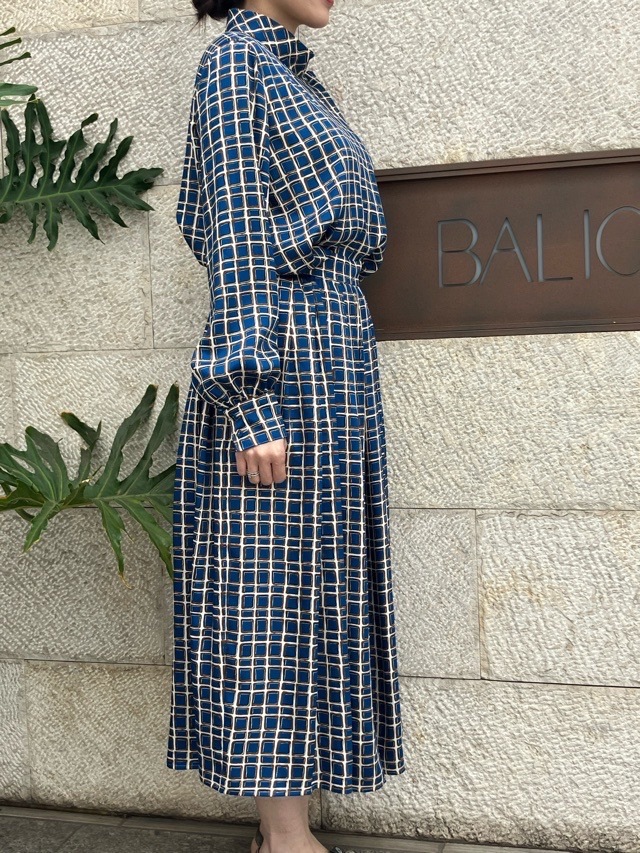 BEATINGHEART タイル柄 ギャザー プリーツ スカート BS004L2 BLUE(B5)/BROWN(M6) ビーティングハート