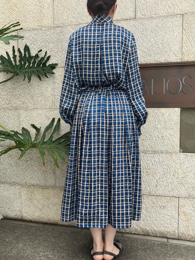 BEATINGHEART タイル柄 ギャザー プリーツ スカート BS004L2 BLUE(B5)/BROWN(M6) ビーティングハート