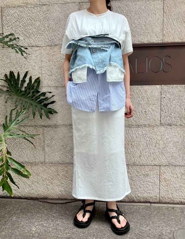 AULA AILA  レイヤードデザインTシャツ   1262-08016  WHITE×LT.BLUE(01) アウラアイラ