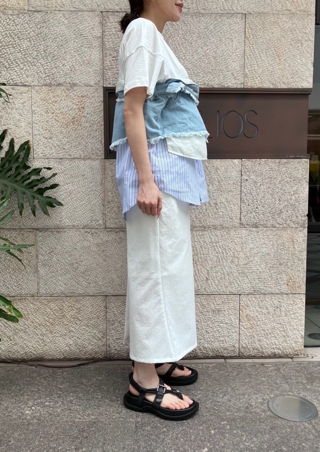 AULA AILA  レイヤードデザインTシャツ   1262-08016  WHITE×LT.BLUE(01) アウラアイラ