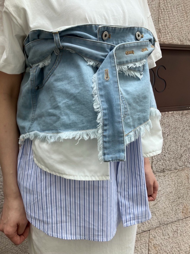AULA AILA  レイヤードデザインTシャツ   1262-08016  WHITE×LT.BLUE(01) アウラアイラ