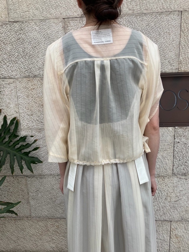 MARECHAL TERRE ZMT262BZ124 マルシャルテル ストライプ オガンジー ブルゾン IVORY (003) / GRAY (015) / CHARCOAL GRAY (017)