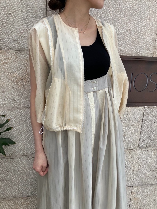 MARECHAL TERRE ZMT262BZ124 マルシャルテル ストライプ オガンジー ブルゾン IVORY (003) / GRAY (015) / CHARCOAL GRAY (017)